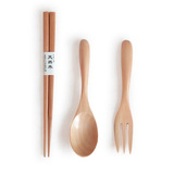木质儿童宝宝叉筷勺套装 天然原木叉子 汤勺 筷子