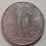 梵蒂冈城1941年2里拉硬币比约十二世牧羊人二战期间
