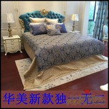 欧式床新古典床实木雕刻床布艺床床头柜婚床1.8米双人床型床头柜
