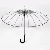 冰影创意 16骨时尚透明伞 韩国长柄女生加厚 儿童直柄防风雨伞