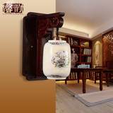 中式陶瓷复古壁灯走廊床头壁灯LED陶瓷壁灯卧室客厅创意阳台壁灯