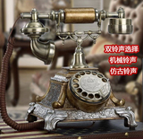 新款欧式仿古电话机旋转老式转盘电话美式复古家用座机双多种铃声