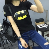 清仓特价超人蝙蝠侠t恤大码男女宽松短袖卡通学生班服情侣装夏装