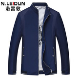 诺雷敦男士春季外套2016新款夹克外套男中年立领短款蓝色夹克常规