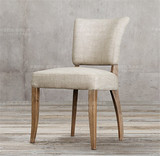 新款美式实木咖啡厅餐椅 复古现代中式实木休闲椅布艺书房书椅