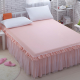 夏季全棉荷叶边床裙单件韩版素色公主床罩纯棉蕾丝床单床垫保护罩