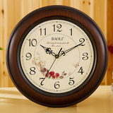 宝丽12英寸欧式静音挂钟 创意田园客厅挂表 现代简约石英钟表