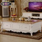 新款欧式实木大理石白色茶几客厅家具电视柜组合套装功夫长茶桌