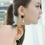 韩国韩版饰品《她很漂亮》闵夏莉同款珍珠不对称流苏树叶耳钉耳环