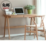100%实木书桌橡木带抽屉1米1.2米电脑桌办公桌日式简约写字桌包邮