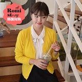 韩国直邮Romistory夏季大码女装简约纯色V领针织开衫胖MM