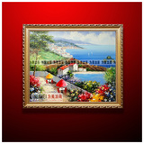 地中海风情油画手绘 欧式客厅油画 装饰画壁画挂画带框画刀画风景