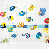 卫生间淋浴室墙壁瓷砖玻璃装饰可移除贴画儿童房卡通海洋鱼墙贴纸