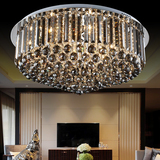 欧式水晶吸顶灯LED大气圆形客厅卧室现代简约烟灰色吸顶灯饰灯具