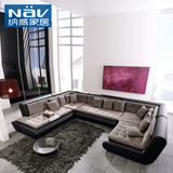 纳威 现代高档休闲布艺沙发组合 客厅转角皮布沙发可拆洗BU1060
