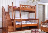 百木之家美式乡村双层床储物楼梯柜子母床纯实木儿童上下床
