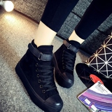 春季女鞋加绒帆布鞋韩版平底全黑色学生布鞋女旅游时尚跳舞鞋板鞋