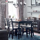 北欧简约黑色小户型餐桌方桌创意实木餐桌椅组合套装餐桌+餐椅
