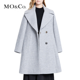 MO&Co.女式翻领毛呢大衣复古2015欧美新款A字羊毛外套中长款moco