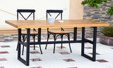 小户型美式铁艺餐桌 实木榆木复古办公桌现代长方形写字台会议桌