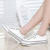 白色帆布鞋女韩版学生厚底松糕潮布鞋休闲板鞋小白鞋子内增高女鞋
