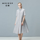 MOVEUP幻走 2016女装夏季新品 文艺格纹设计感梭织连衣裙
