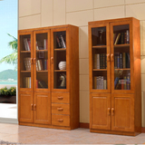 实木书柜二两门三门书柜书橱储物柜简易书架橡木自由组合转角书柜