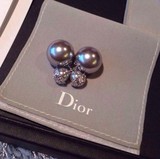 欧洲专柜代购Dior迪奥新款銀色lace蕾絲雙面大小珍珠耳釘