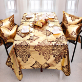 烫金色桌布欧式奢华高端圆桌方形床旗办公会议台布桌旗麂皮绒布艺