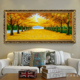 手绘风景油画发财树客厅沙发背景墙挂画过道黄金大道有框装饰壁画