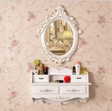 现代简约欧式田园卧室壁挂白色梳妆台宜家实木客厅小户型梳妆桌镜