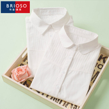 BRIOSO白衬衫女长袖韩范学生2016春装大码小清新百搭娃娃领上衣