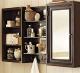 美式实木浴室镜柜组合 橡木卫生间镜前柜仿古做旧卫浴储物柜