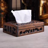 泰国高档复古实木纸巾盒 客厅创意欧式抽纸盒 木制纸抽盒餐巾纸盒