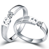 正品免邮18k金铂金莫桑石情侣对戒钻戒男女定制 求婚戒指子指环