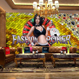 个性时尚博彩扑克性感美女背景墙纸KTV酒吧棋牌室壁纸大型3d壁画