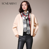 韩版双面羊绒大衣短款女2016春装新款纯色长袖羊毛呢外套呢子开衫
