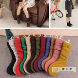 韩国春夏宝宝纯棉大中小童儿童袜子中筒袜纯色男童女童堆堆袜包邮