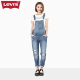 Levi's李维斯女士破洞做旧浅蓝色连体背带牛仔裤19538-0001
