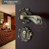 汉顿五金 复古欧式木门锁 金色花执手房门锁具 古铜色室内门锁