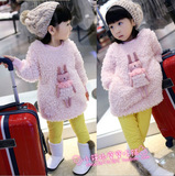 2016新款秋冬韩版女童装儿童圆领长袖加绒卫衣打底衫加厚上衣外套