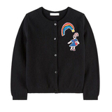 童装女童 2016年春秋装新品含羊绒款黑色贴布开衫毛衣外套 亲子装