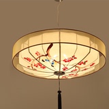 新中式布艺吊灯创意艺术手绘灯笼餐厅茶楼过道荷花吸顶灯仿古灯具