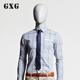 GXG男装[特惠]春装新款格子衬衣潮 男士时尚都市修身休闲长袖衬衫