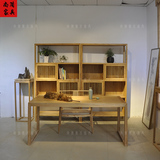 老榆木新中式组合书柜书架明式靠墙柜多宝阁博古架实木免漆家具