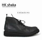 HKSHAKA韩版休闲高帮男鞋系带厚底潮流中帮皮鞋 复古时尚牛皮男鞋