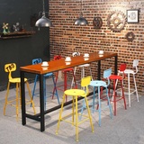 铁之源 酒吧咖啡厅吧台桌奶茶店休闲桌椅简约复古家用铁艺靠墙桌