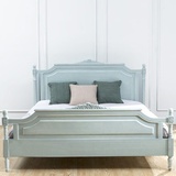 美式床纯全实木古董法式复古实木美墅美家蓝色雕花单人双人实木床