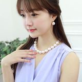 韩国进口Lucia官网正品代购 时尚优雅大珍珠短款项链夸张锁骨链女