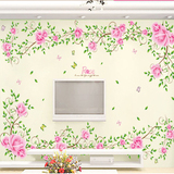 墙贴贴花 客厅卧室床头电视背景装饰贴纸 浪漫温馨贴画 玫瑰花藤
